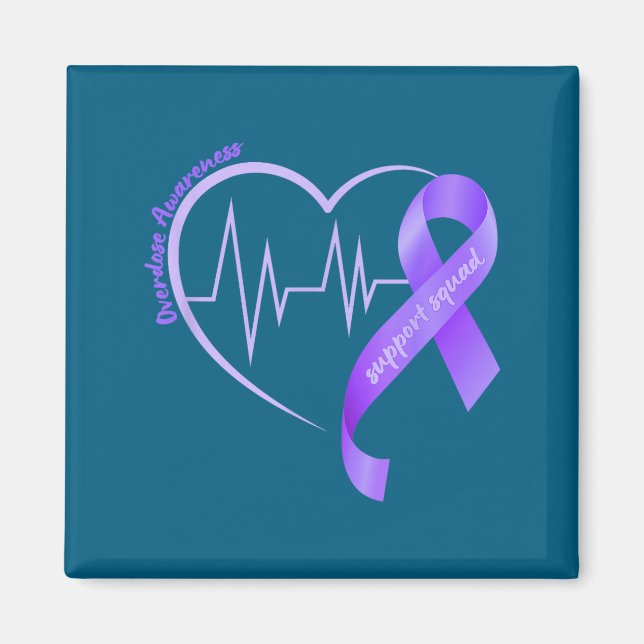Overdose Awareness Month Purple Ribbon Heart Suprt Magnet (Vorne)