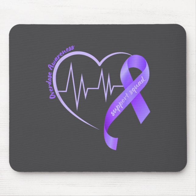 Overdose Awareness Month Purple Ribbon Heart Suprt Mousepad (Vorne)