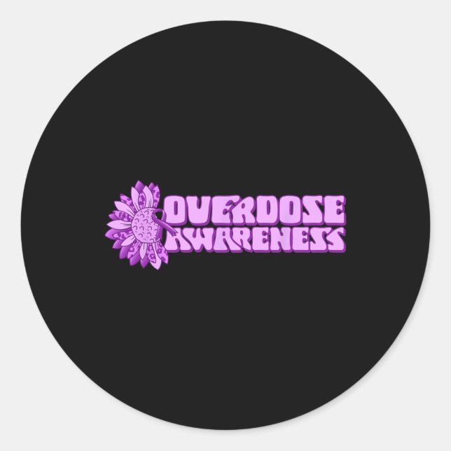 Overdose Awareness Purple Ribbon Drug Addiction 32 Runder Aufkleber (Vorderseite)