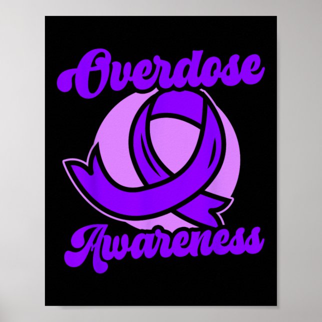 Overdose Awareness Purple Ribbon Drug Addiction 93 Poster (Vorne)