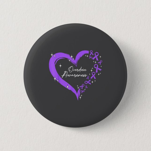 Overdose Awareness Purple Ribbon Drug Addiction He Button (Vorderseite)
