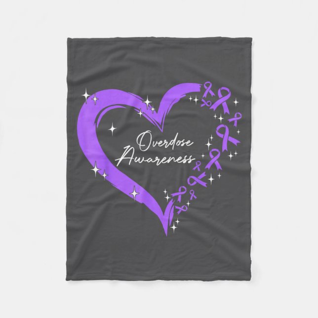 Overdose Awareness Purple Ribbon Drug Addiction He Fleecedecke (Vorderseite)