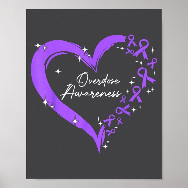 Overdose Awareness Purple Ribbon Drug Addiction He Poster (Vorne)