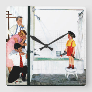 Overflowing Tub Quadratische Wanduhr