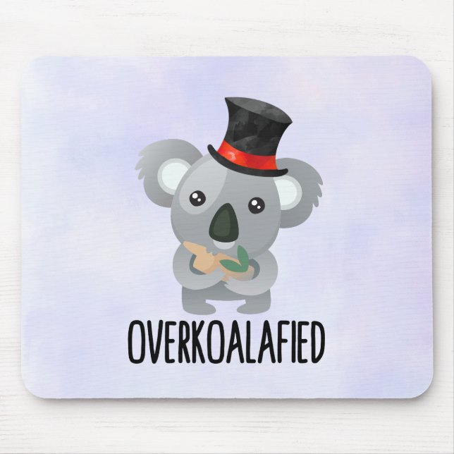 Overkoalafied Pun Niedlich Koala in Top Hat Mousepad (Vorne)
