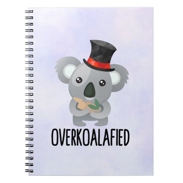 Overkoalafied Pun Niedlich Koala in Top Hat Notizblock (Vorderseite)