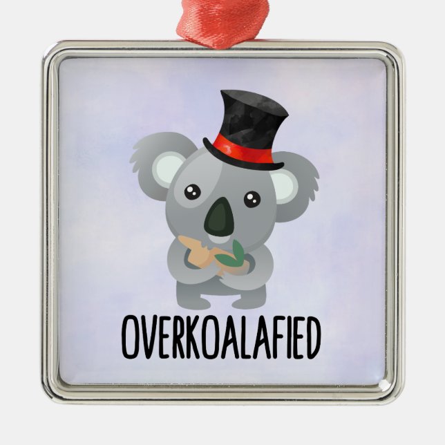 Overkoalafied Pun Niedlich Koala in Top Hat Ornament Aus Metall (Vorne)