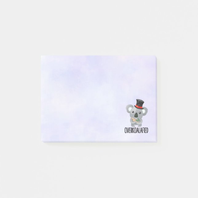 Overkoalafied Pun Niedlich Koala in Top Hat Post-it Klebezettel (Vorderseite)