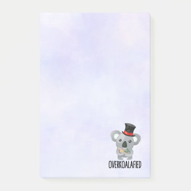 Overkoalafied Pun Niedlich Koala in Top Hat Post-it Klebezettel (Vorderseite)