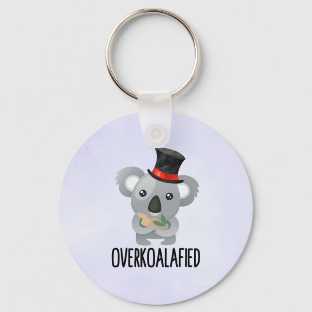 Overkoalafied Pun Niedlich Koala in Top Hat Schlüsselanhänger (Vorderseite)