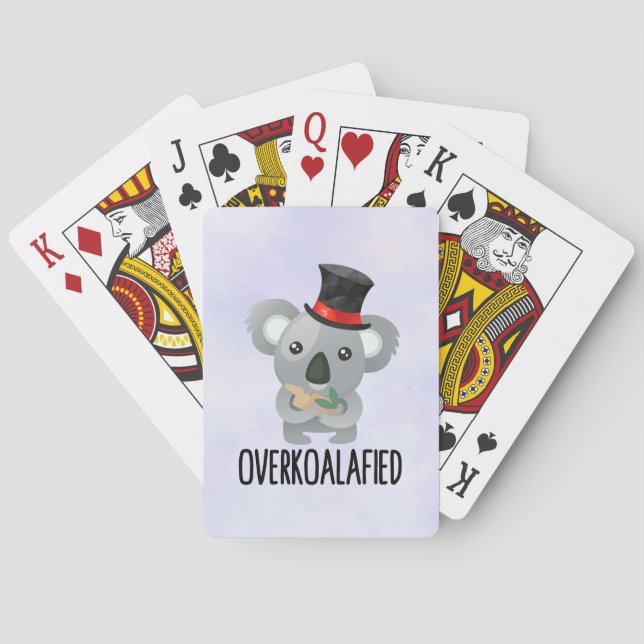 Overkoalafied Pun Niedlich Koala in Top Hat Spielkarten (Rückseite)
