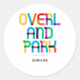 Overland Park Kansas Mitte Jahrhundert, Pop Art, Runder Aufkleber