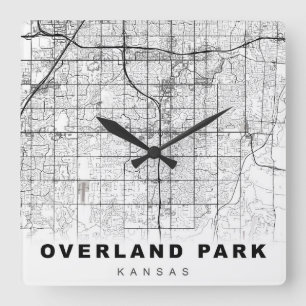 Overland Park Map Quadratische Wanduhr