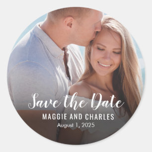 Overlapped Foto Save the Date Stickers