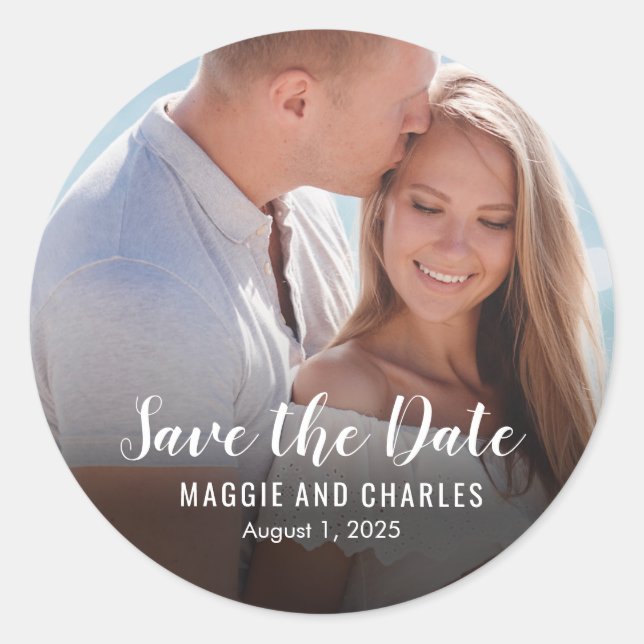 Overlapped Foto Save the Date Stickers (Vorderseite)
