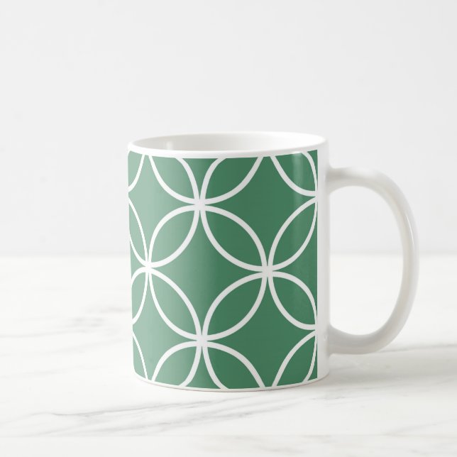 Overlappin Circles Sage Green White Pattern Tasse (Rechts)