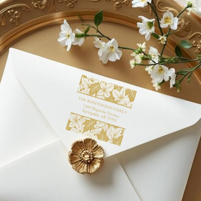 Overlapping Leaves Chic Nature Return Address Gummistempel (Overlapping Leaves Pattern for Elegant Nature Return Address Rubber Stamps.)