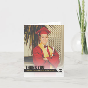 Overlay Black Ribbon Graduation Cap Cutout-Foto Dankeskarte