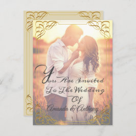 Overlay Foto Budget elegante Hochzeitseinladung Einladungspostkarte