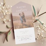 Overlay-Hochzeit All In One Einladung<br><div class="desc">Moderne Hochzeitseinladung mit weißem Pinselrahmen und traditionell eleganter Typografie im Foto.</div>