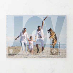 Overlay joy Christmas holiday silber Foto Dreifach Gefaltete Urlaubskarte