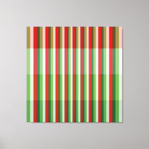 Overlay-Muster in Grün, Sternweiß und Rot Leinwanddruck