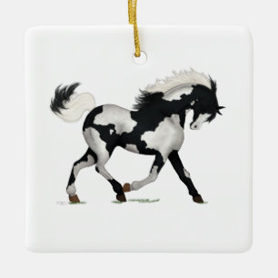 Overo Piebald Paint Horse Personalisierte Weihnach Keramikornament