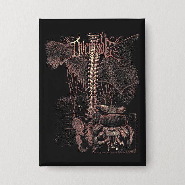 Override - Techno-Goth Streetwear Design Button (Vorderseite)