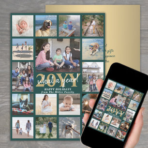 Oversifiziert Was für ein Jahr Foto Collage Grün u Feiertagskarte