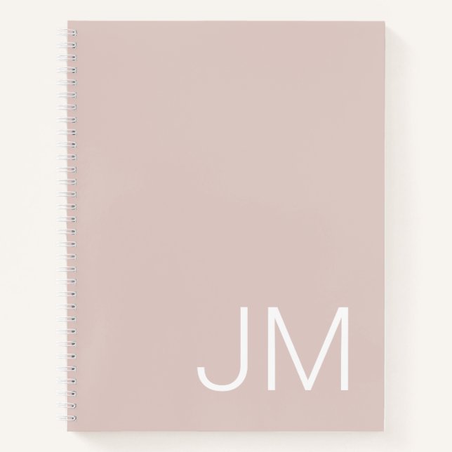 Oversifizierte Mit Monogramm Initials Blush Pink N Notizbuch (Vorderseite)