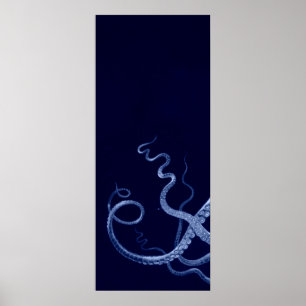 Oversifizierter Octopus Triptych I Print in Blau Poster