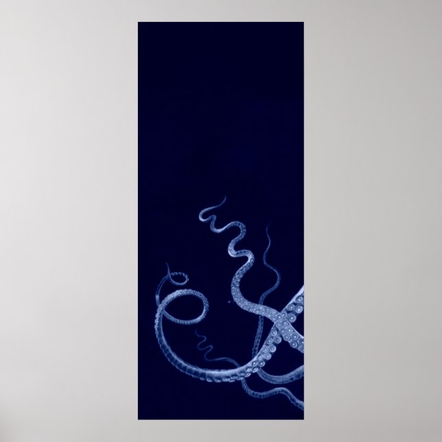 Oversifizierter Octopus Triptych I Print in Blau Poster (Vorne)