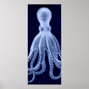 Oversifizierter Octopus Triptych II Print in blau Poster