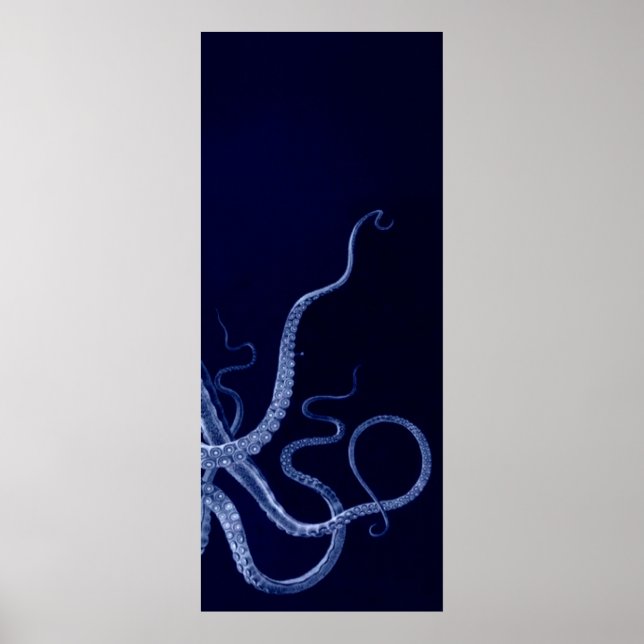 Oversifizierter Octopus Triptych III Print in blau Poster (Vorne)