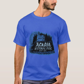 Oversifiziertes Acadia-Nationalparklabel T-Shirt