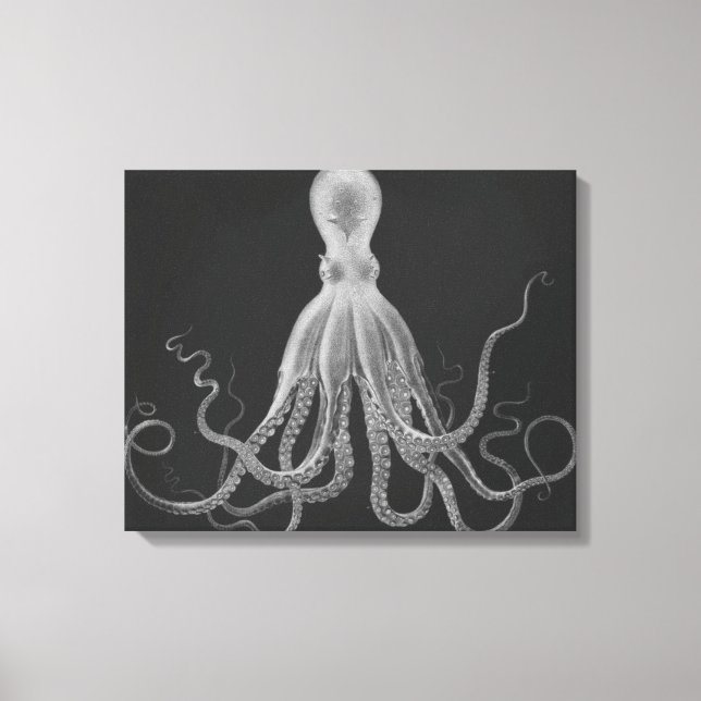 Oversifiziertes Octopus-Triptychon in Grau Leinwanddruck (Vorderseite)