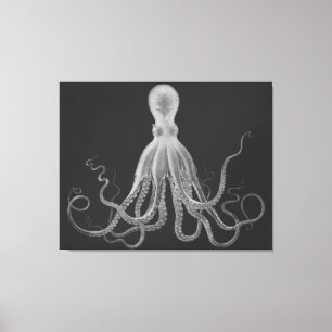 Oversifiziertes Octopus-Triptychon in Grau Leinwanddruck