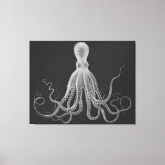 Oversifiziertes Octopus-Triptychon in Grau Leinwanddruck