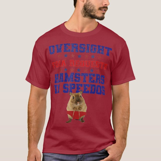 Oversitätsfoia fordert Hamster in Speedos T-Shirt (Vorderseite)