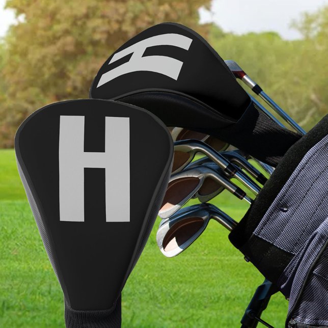 Oversized Initial Minimalistisch Black and Gray Golf Headcover (Von Creator hochgeladen)