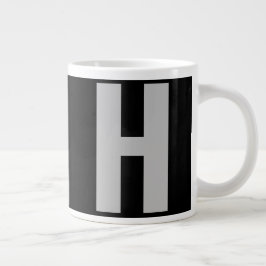 Oversized Monogramm Initial in Black and Gray Jumbo-Tasse