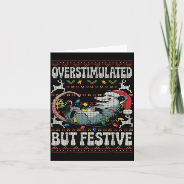 Overstimulated But Festive Ossum Christmas Ugly Sw Karte (Vorderseite)