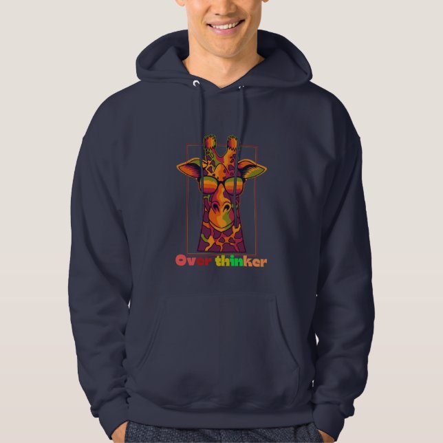 Overthinker Giraffe - Quirky Animal Illustration Hoodie (Vorderseite)
