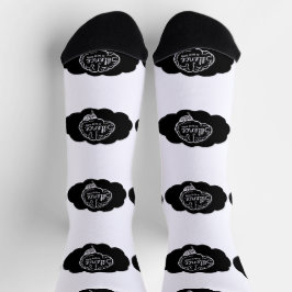 Overthinking Brain Cartoon Mental Health Art Socken