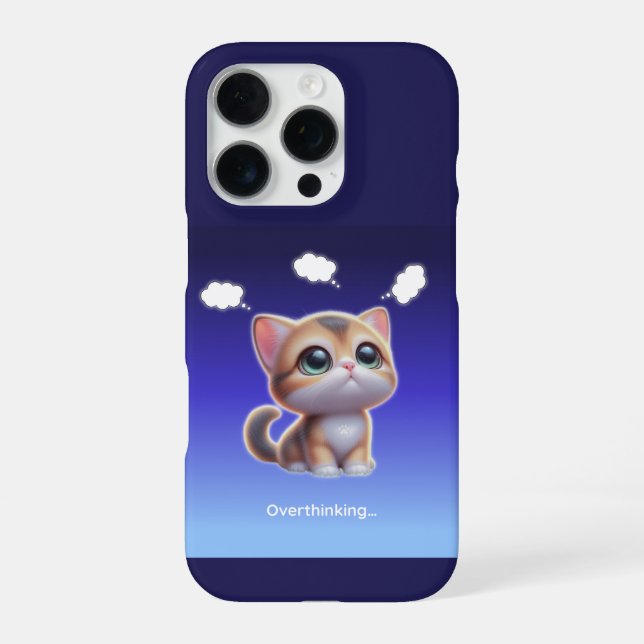 Overthinking Cat Case – Cute Kawaii Cat Design iPhone Hülle (Rückseite)