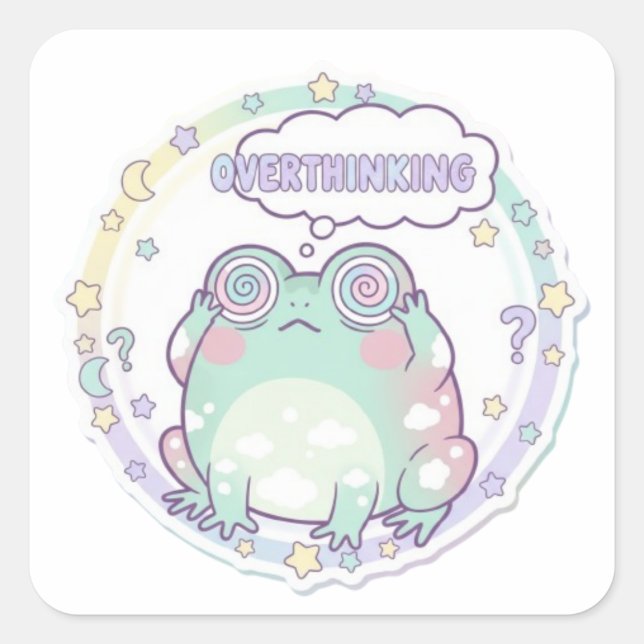 Overthinking Frog Sticker Cute Stressed Frog Meme  (Vorderseite)