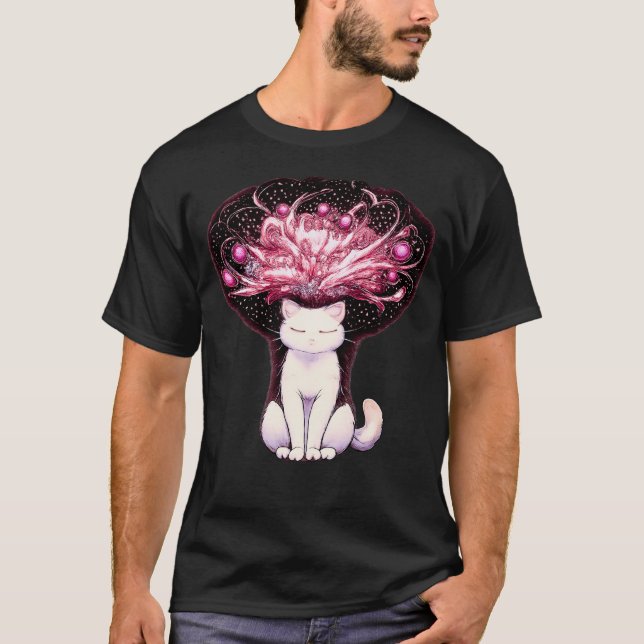 Overthinking Mind Cosmic Chaos Cat T-Shirt (Vorderseite)
