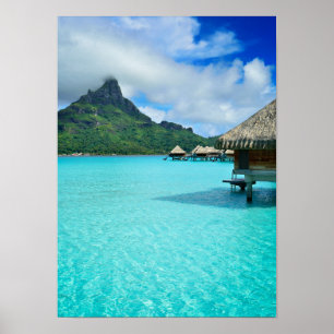 Overwater bungows auf Bora Bora Vertikaleplakat Poster