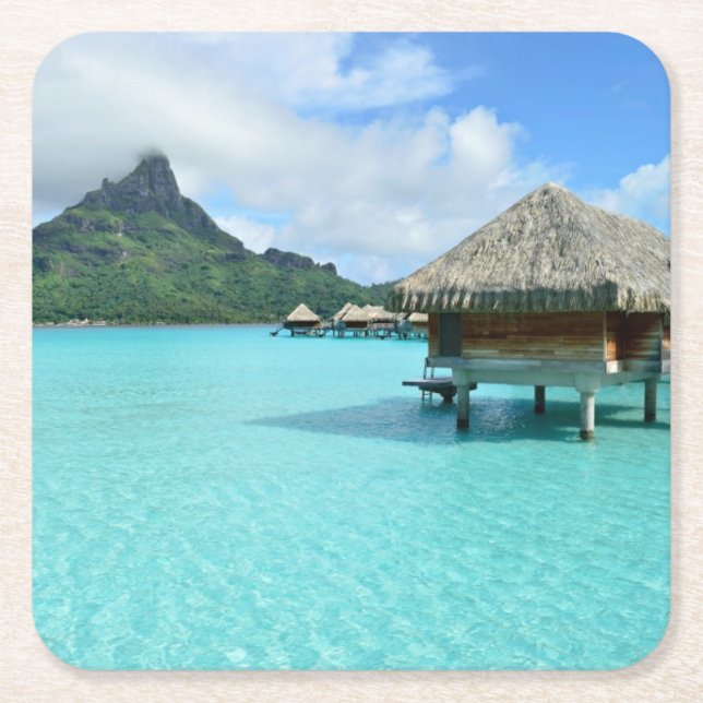 Overwater Erholungsort auf Bora Bora Untersetzer (Vorderseite)