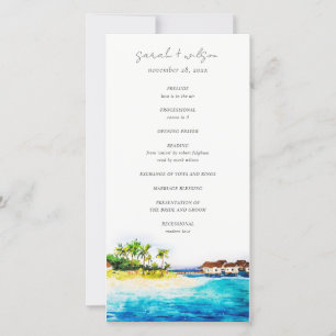 Overwater Villa Seascape Beach Hochzeitsprogramm Dankeskarte